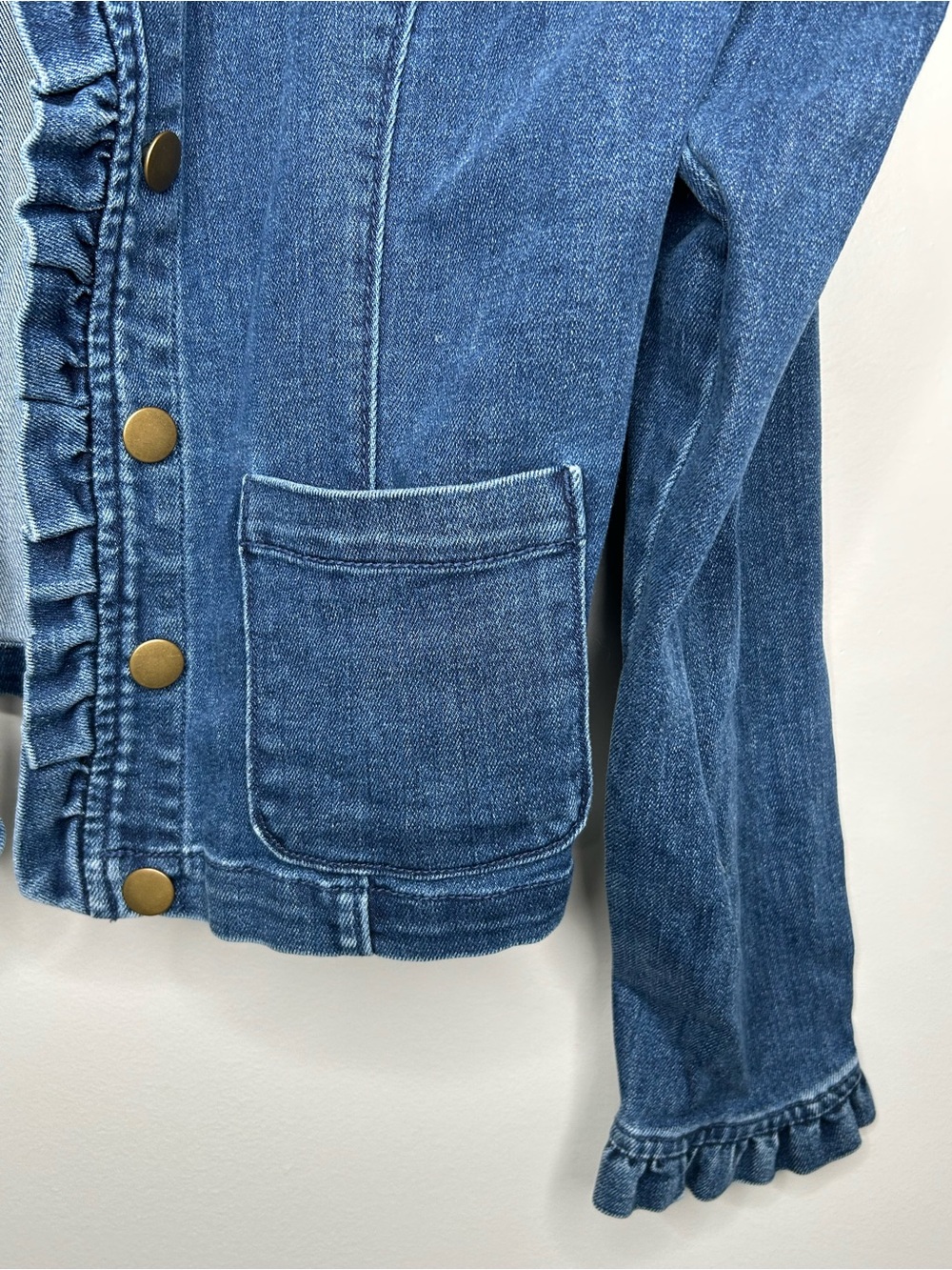 Draper James Ruffle Denim Jacket Size M - Picture 5 of 7